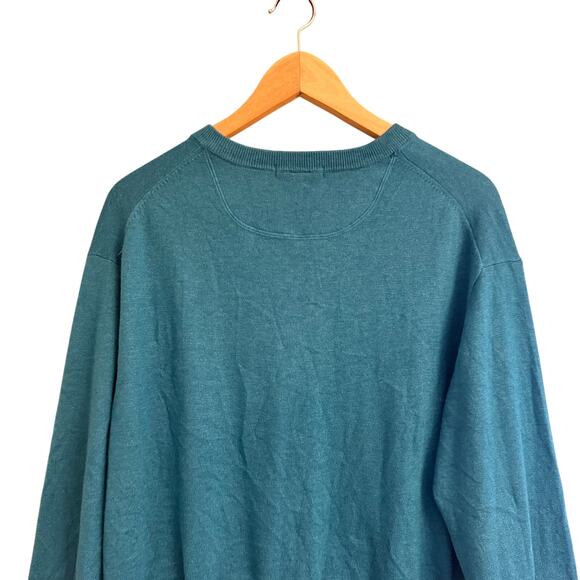 Johnston & Murphy Men’s XL Silk Angora Nylon Blend V-Neck Sweater Teal NWT - Picture 4 of 10